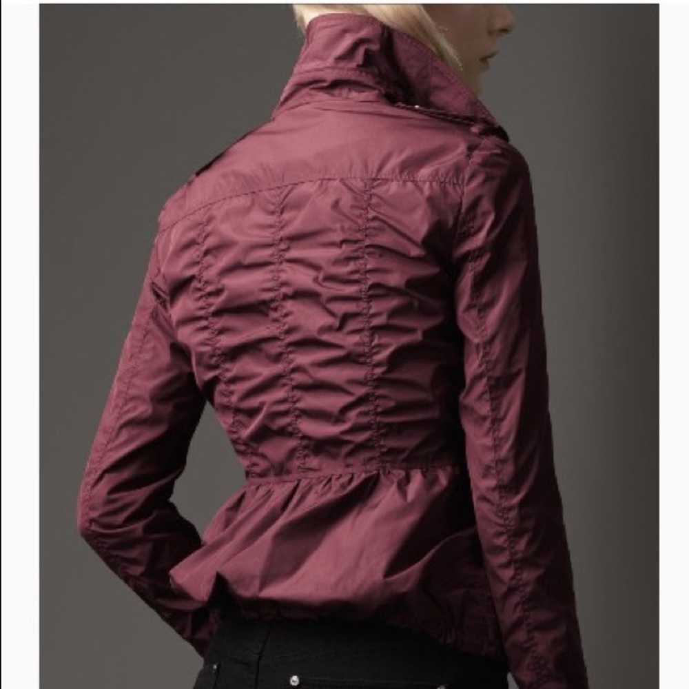 Burberry London Purple Ruched Seam Peplum Jacket